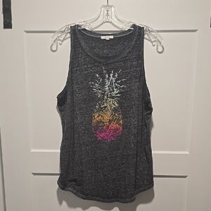 Maurices Orange and Gray Sleeveless Tank Top with Pineapple Design
